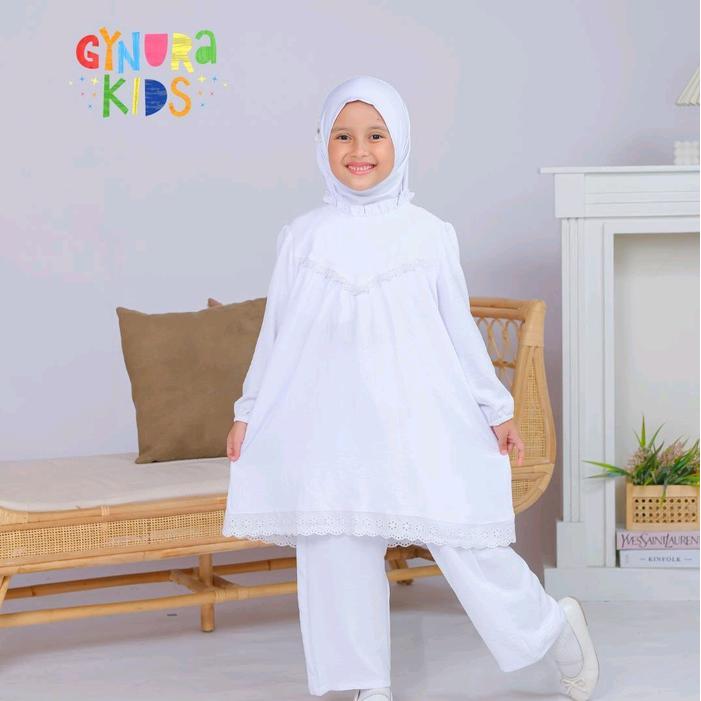 m3 Setelan putih anak perempuan baju manasik putih baju muslim setelan tunik putih anak by