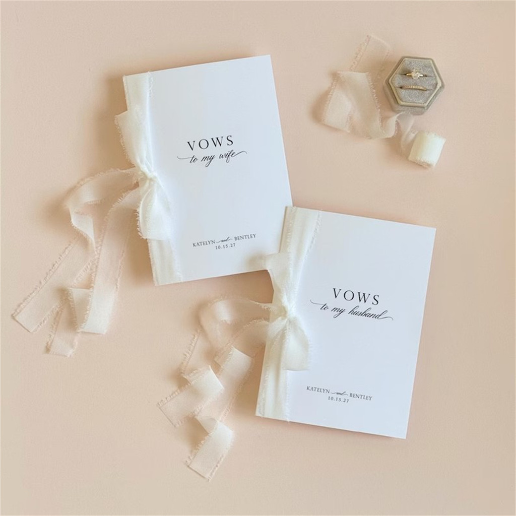 Wedding vow book set personalized his and her vow book custom printed vow book wedding gift bridal