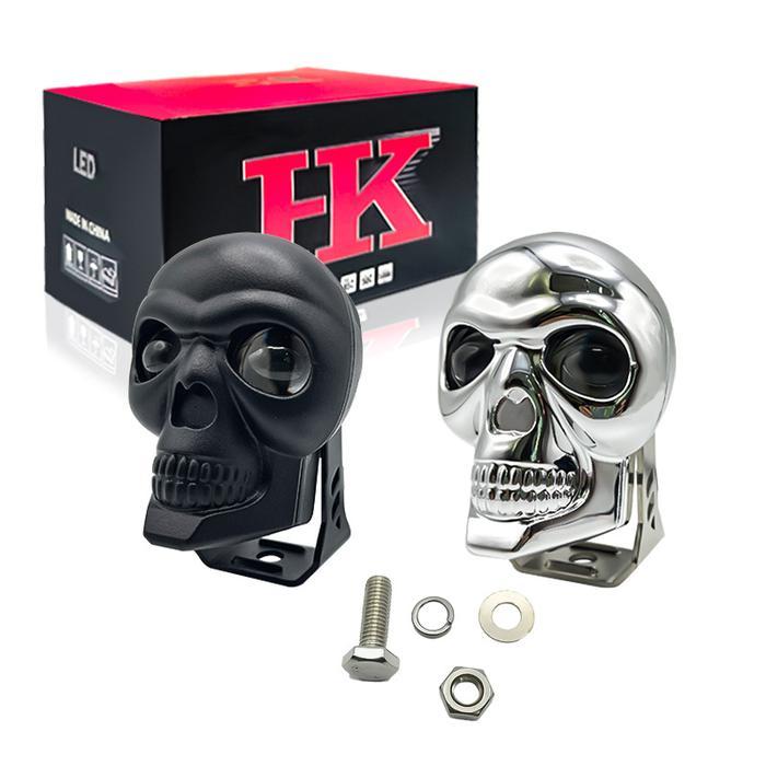 Lampu Depan Motor Tengkorak Plastik Berwarna-Warni Lampu Strobo Amber-Putih Dengan Warna-Warni 18W