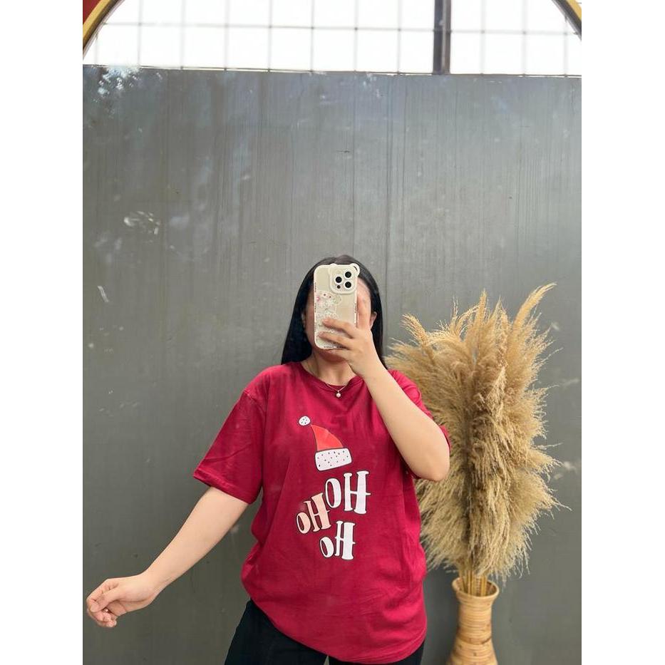 HOHOHO CHRISTMAS COLLECTION MERRY NATAL BAJU KAOS TUMBLR TEE TSHIRT HIJAU BOTOL OVERSIZE PUTIH