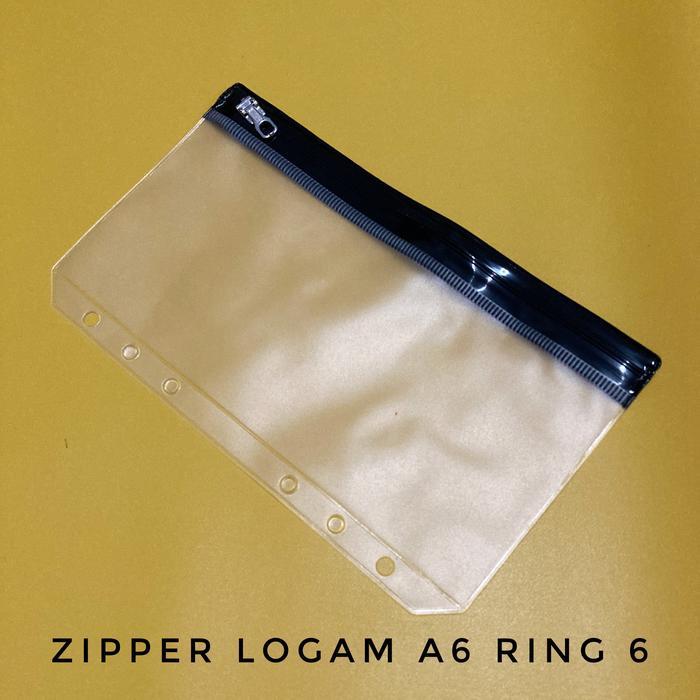 ZIPPER POCKET A6 RING 6 ZIPLOCK LOGAM ISIAN BINDER BUDGETING KEUANGAN