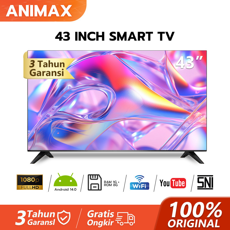 ANIMAX TV Smart Android 43 inch 32 Inch TV Digital 43 inch Smart TV Television LED - Youtube-Dolby A