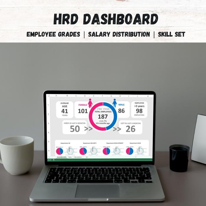 HRD DASHBOARD TEMPLATE HUMAN RESOURCES EMPLOYEE MONITORING EXCEL TOOLS