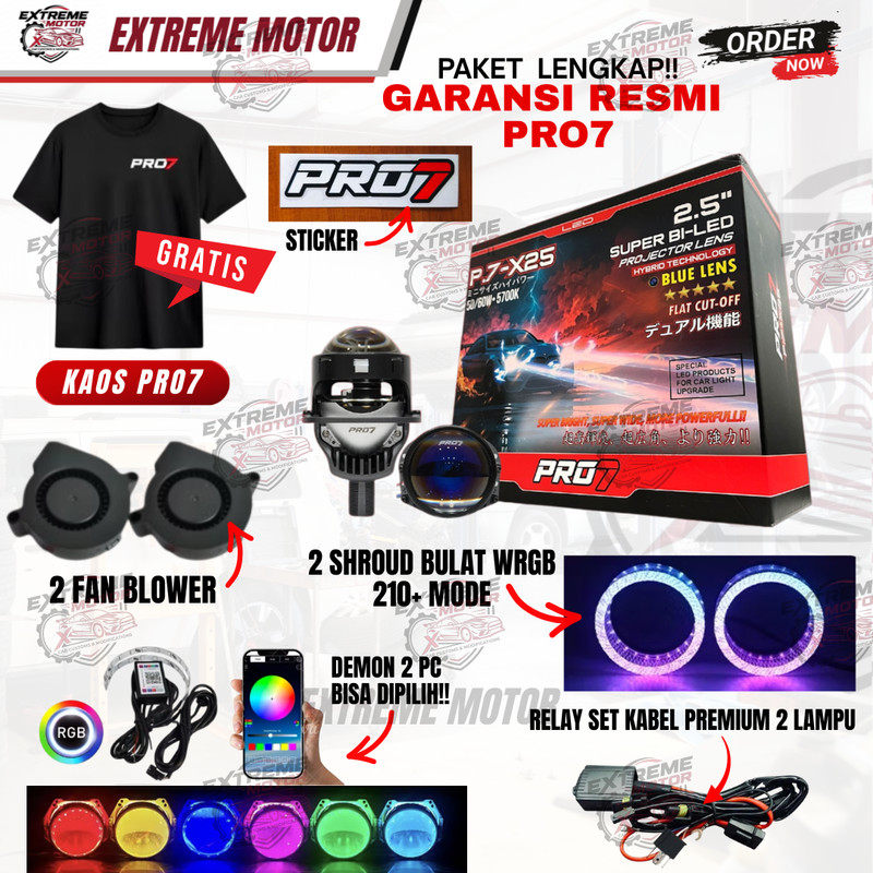 PAKET LENGKAP BILED Viral PRO7 P.7X-25 / P7X25 PROYEKTOR BILED 2.5 Inch Pro Seven / LASER PRO / 7 P.