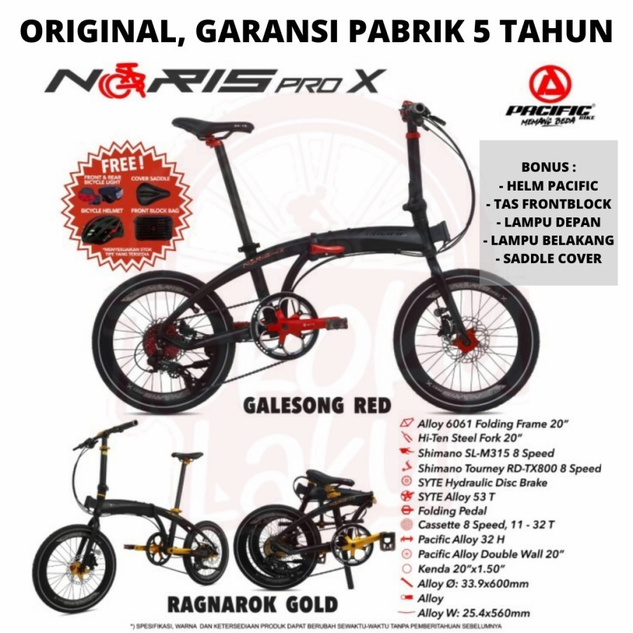 Sepeda Lipat 20 inch Pacific Noris Pro X 8 Speed Limited Edition