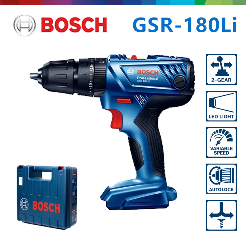 Bosch GSR 180 Li 18V Bor Tanpa Kabel Bor Listrik Profesional LED Obeng Listrik Profesional Alat Asli