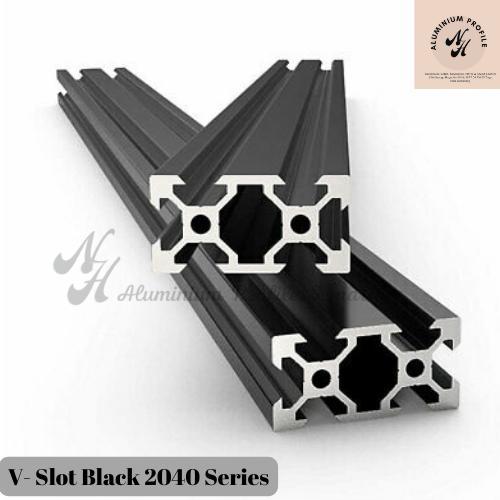 Aluminium Profile 2040 V Slot Black Panjang 6 Meter