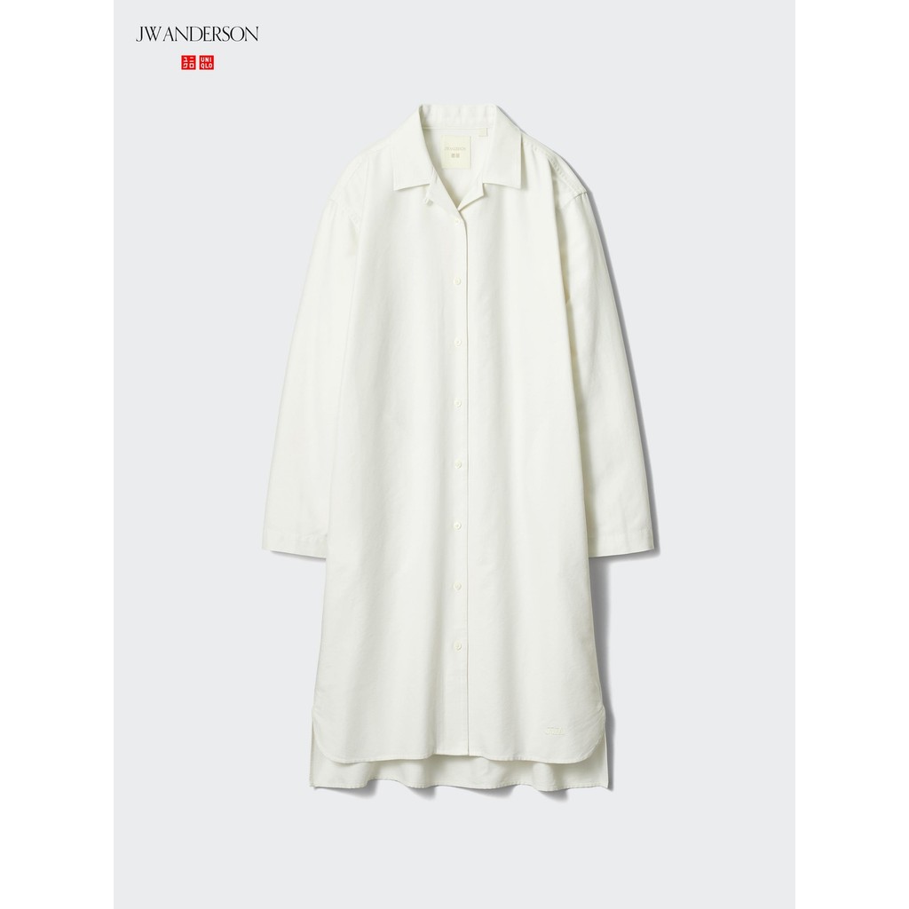 Uniqlo Gaun Kemeja Oxford Kerah Terbuka