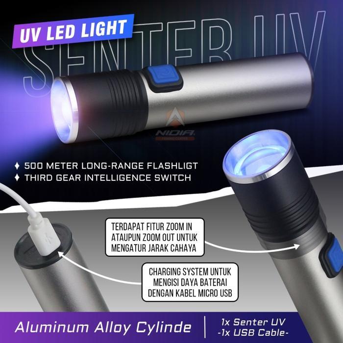 Senter UV LED Rechargeable ultraviolet untuk Assisthook - Metal Jig