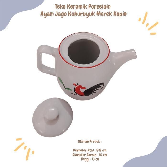 (1 PCS) TEKO TEH KERAMIK PORCELAIN AYAM JAGO KUKURUYUK MEREK KOPIN