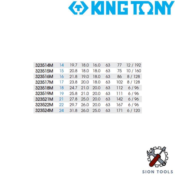 KING TONY 3/8 INCH KUNCI SOCK DEEP WALL 6 PT 8 - 19 MM / MATA SOK DEEP - 8 MM