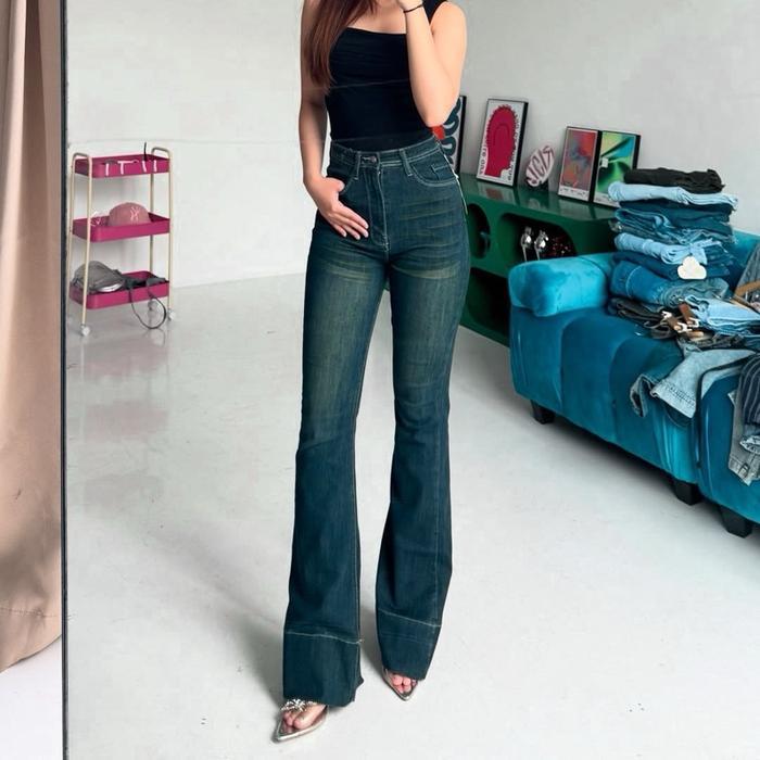 Premium Up Jeans - Cutbray Haigwaist Lipat Lebar - Celana Cutbray Wanita - Lipat Lebar - Streacy