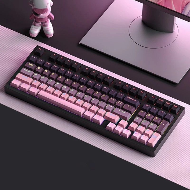 Gradient Keycaps For Cherry Mx Switch Mechanical Keyboard OEM Profile PBT Keycap Black Pink backlit