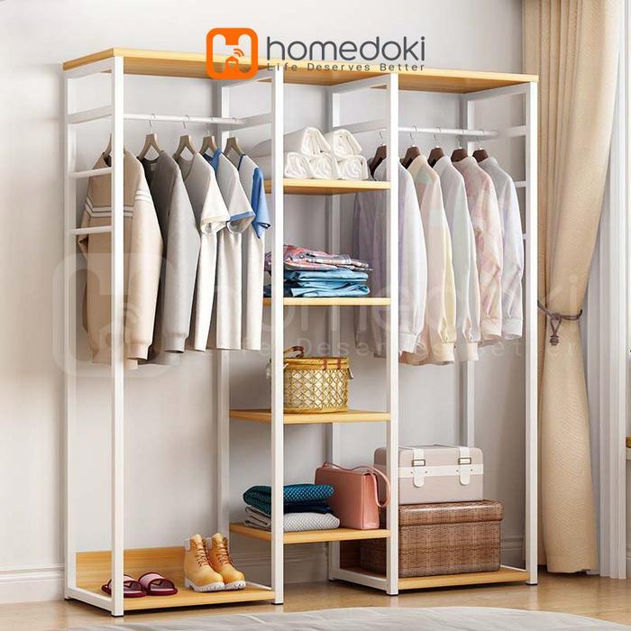 Homedoki Rak Baju Gantung / Stand Hanger / Rak Baju / Rak Pakaian / Rak Gantung Baju Kayu Besi