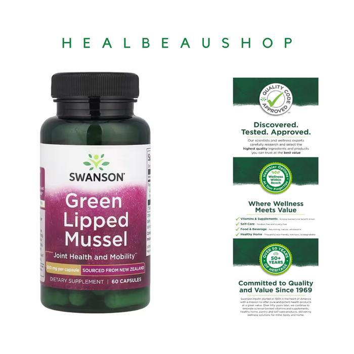 Swanson Green Lipped Mussel 500Mg 60Caps Kesehatan Sendi Dan Mobilitas