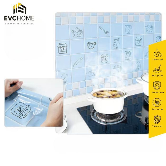 EVCHOME 60CM x 3M Wallpaper Sticker Dapur Aluminium Foil/ Lemari/ Meja/ Serba Guna/ Wallpaper