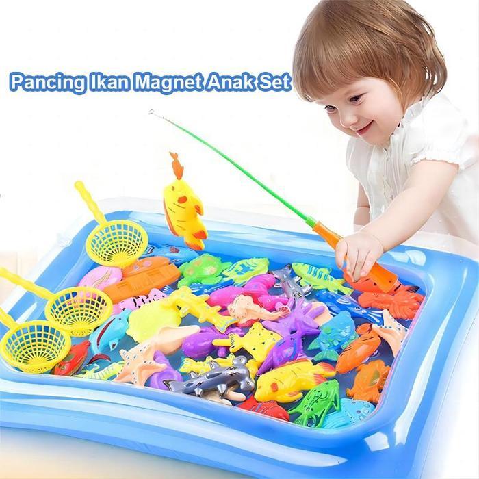 WANGAO Mainan ikan 32PCS Pools Pancing ikan Magnet Mainan Air Kolam Pancing ikan Magnet