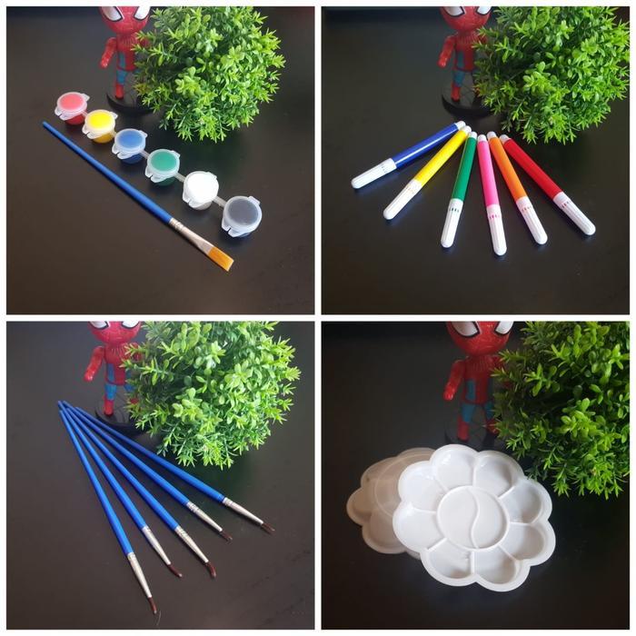 [KT] DIY Spidol Mini Set 6 Warna, Cat Acrylic Kuas Pallete Alat Warnai