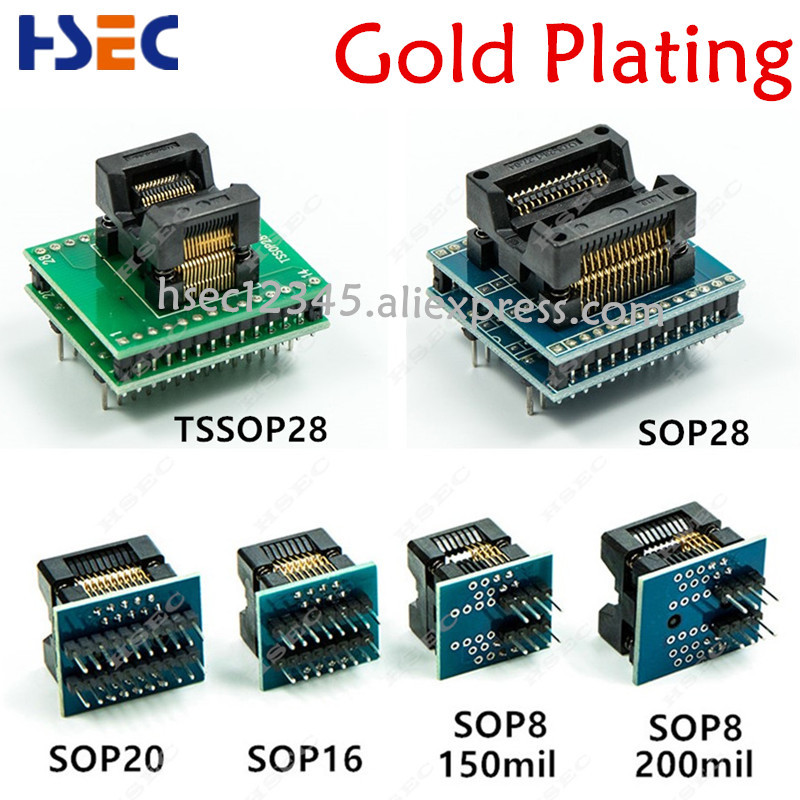 6pcs TSSOP28 tssop8 ssop28 SOP28-DIP28 SOP20/16 / SOP8 to DIP8 adapter 150mil 200mil socket for