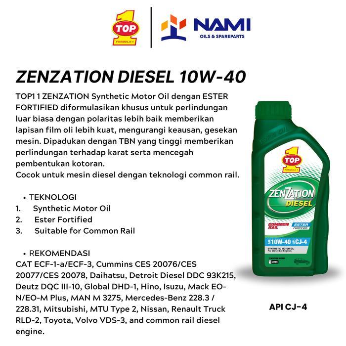 *TOP 1 FORMULA 1 ZENZATION DIESEL 10W40 (1L)* Car oil / oli mobil diesel- Original Best Seller