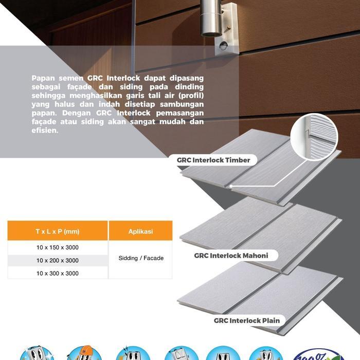 GRC Mahoni Interlock 15 cm / Dinding Siding GRC / Serat Kayu Tali Air Gratis Ongkir