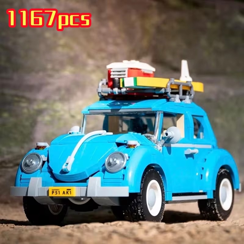 1167pcs Technical Blue Beetle Camper Car Building Blocks Model Creative City Vehicle Set Toys Bricks