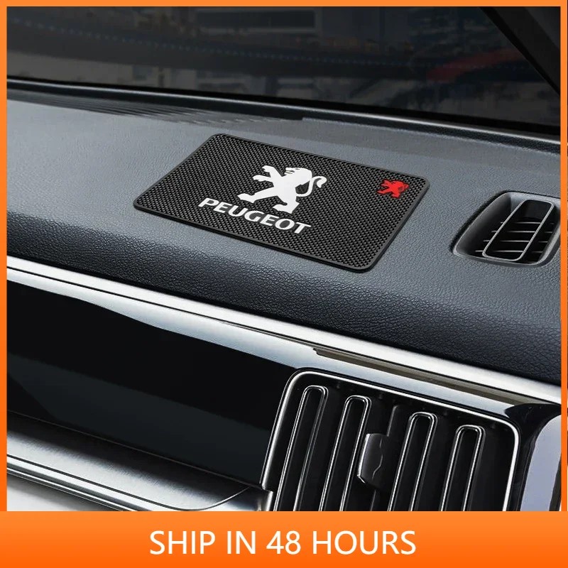 Car Logo Phone Anti-slip Mat Dashboard Silicone Anti-skid Pad For PEUGEOT 106 206 306 308 406 107