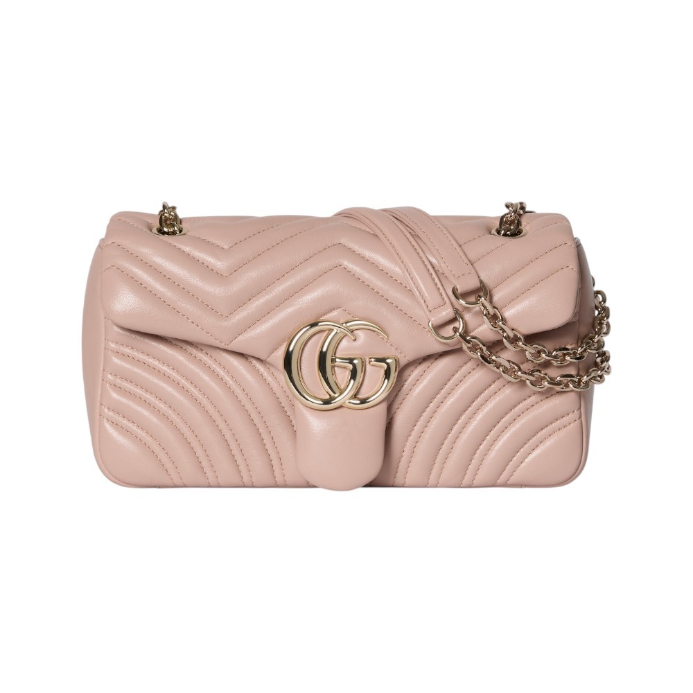 GG Marmont Medium Back Pocket Shoulder Bag Pink Beige Ghw