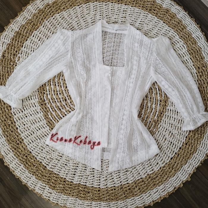 (Hanya Kebaya) Baju Kebaya Brokat Malika Bet Pecah Jumbo Lengan Kerut Bali Wisuda Modern Murah