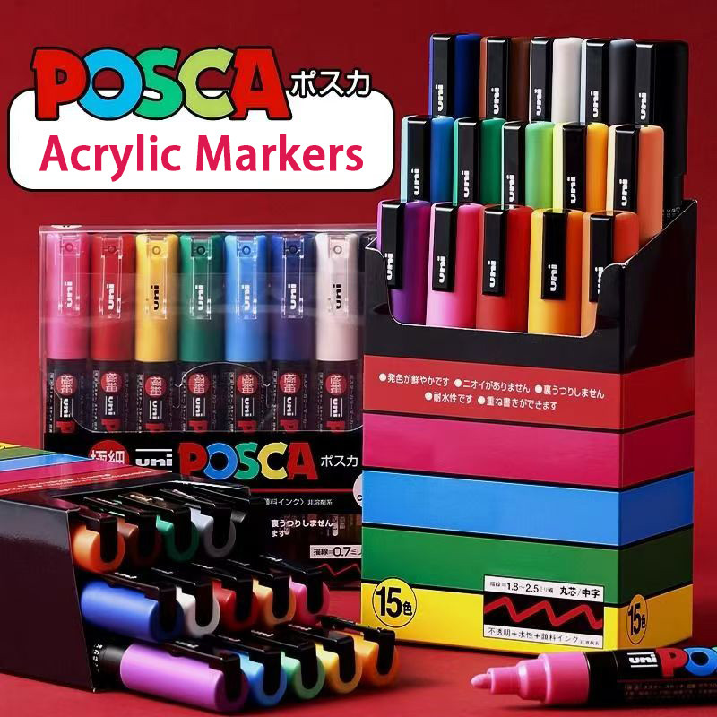 Japan Uni POSCA Marker Pen Set Acrylic Graffiti Drawing Permanent Waterproof Children's Drawing