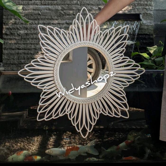 Kaca Cermin Rotan Sintetis Hiasan Dinding Kerajinan Furniture Unik