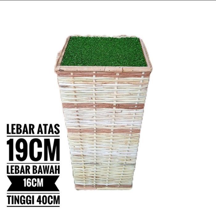 Top POT ROTAN ANYAM POT BUNGA PALSU