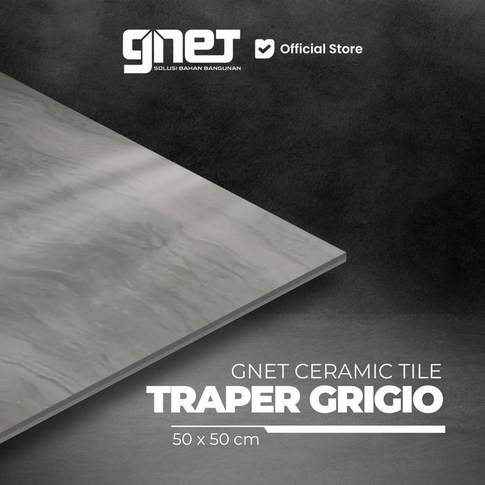 GNET Ceramic Traper Grigio 50X50 Keramik Lantai Marble Glossy