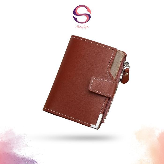 Dompet Slot Kartu Pria Bahan Kulit Pu Dompet Mini Lipat Dengan Resleting Simple Waterproof -By014