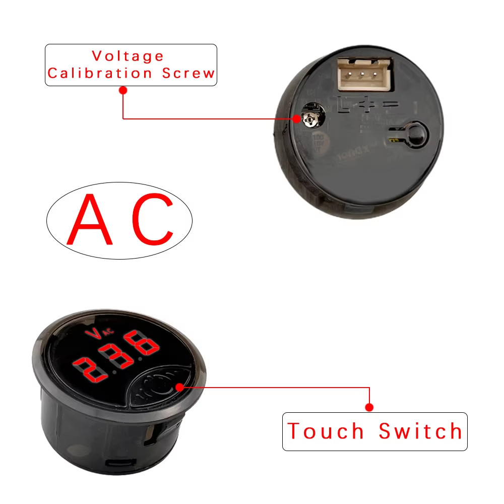 BEST  Mini circular voltmeter DC 7-120V LED digital display circular panel voltmeter AC 50-265V circ