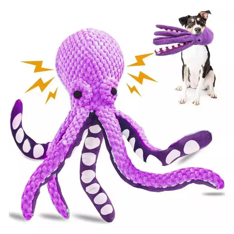 Pet Plush Toy Cat Dog Voice Octopus Shell Puzzle Toy Bite Resistant Interactive Pet Dog Teeth