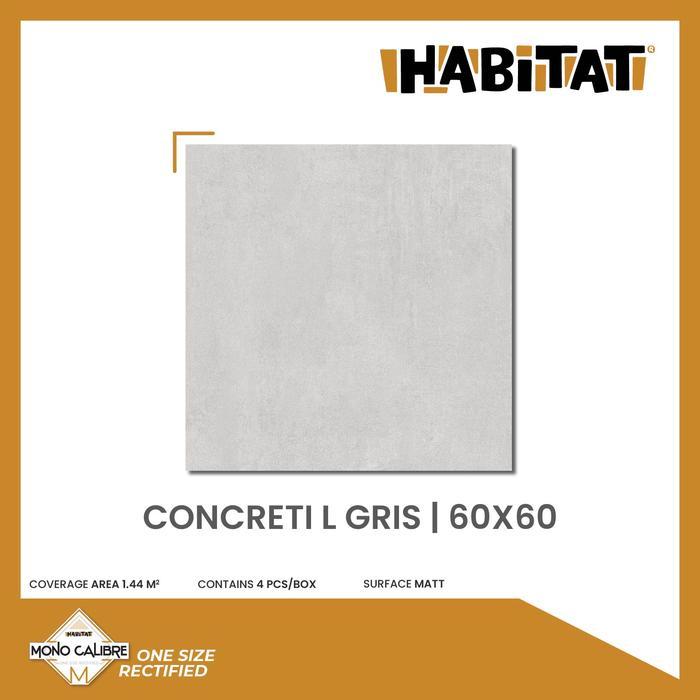 . Habitat Concreti L Gris 60x60 Milan Keramik Lantai Acian Abu