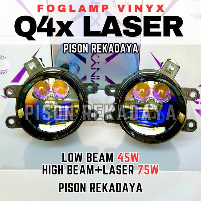 Foglamp Projector Biled Vinyx Q4 Double Laser Q8X Led Q4X Lampu Kabut Mobil 75 Watt Q4 Laser 3 Inci