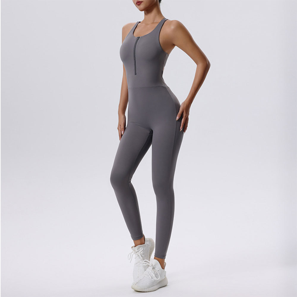 Women'S Tracksuit Yoga Set Zipper Jumuits Fitness Sportswear Workout Rompers Sportswear Gym Set