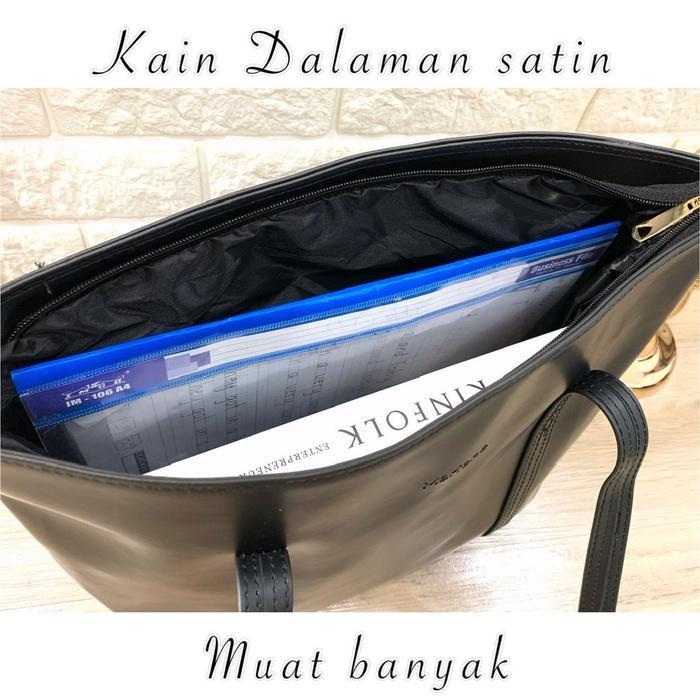 MARIONE - Tas Selemapng Tote tote bag besar wanita Hitam Kulit