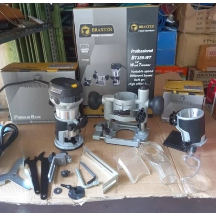Promo Mesin Trimmer Router Profil Kayu Braxter Bisa Ganti Dudukan T380