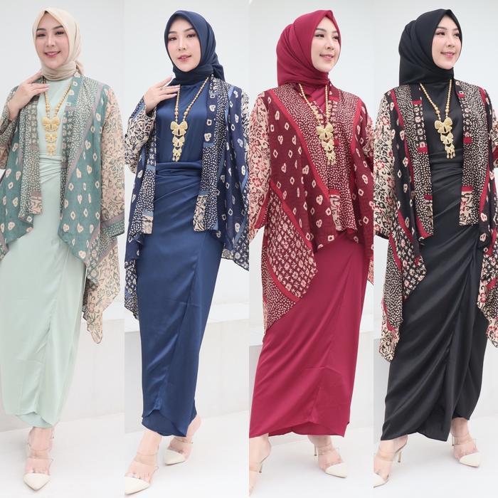 YESIKA SET KAFTAN SET KAFTAN IKAT PREMIUM GIES 1211 KAFTAN PESTA Batik Dress Kondangan Formal Muslim