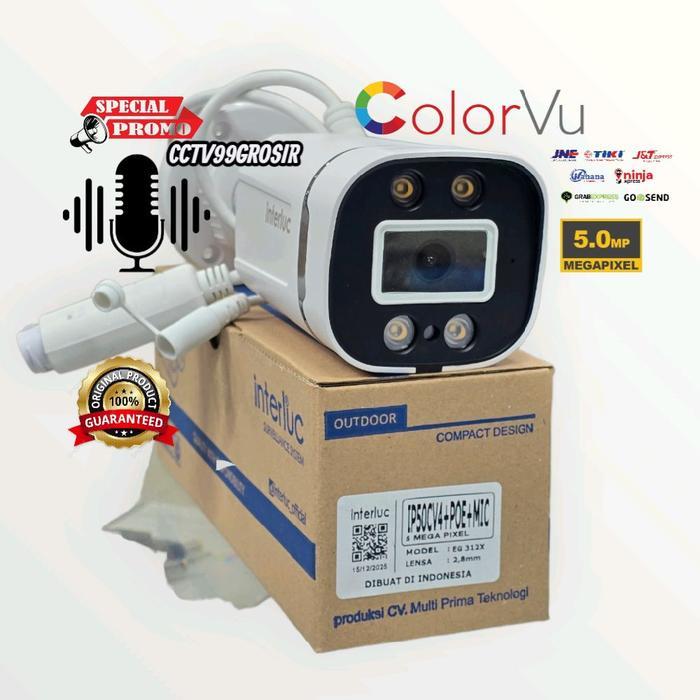 Ip Camera Outdoor 5Mp Full Colorvu Onvif, Ip Cam Interluc Poe, Ipcam