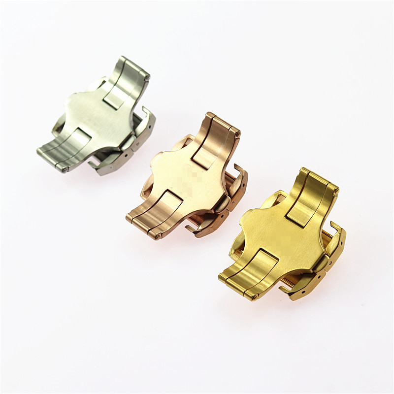 Replacement Stainless Steel Double Push Butterfly Clasp for Cartier Montblanc Santos 100 Watch Band