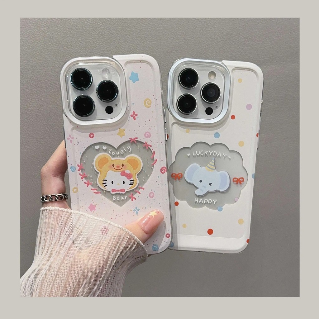 Gajah Couple Lucu Kitty Case Untuk Iphone 17 Pro Max 17 Air 16 Pro Max X Xs 12 Mini Xr 16E 11 7 8 14