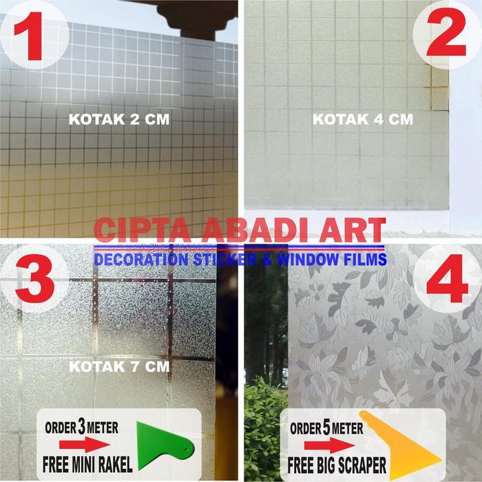 STIKER KACA MOTIF KOTAK-KOTAK