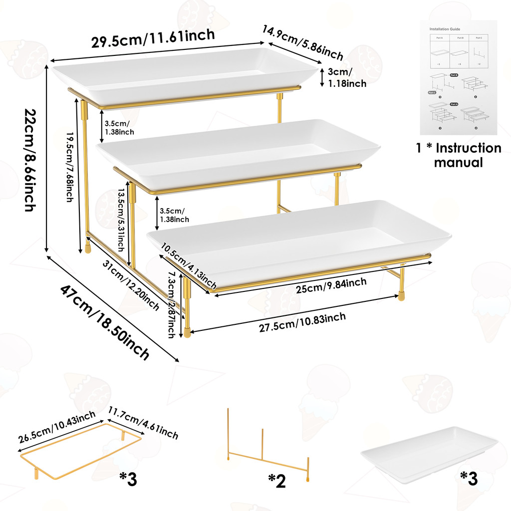 3 TIER SERVING STAND SET FRUIT DESSERT DISPLAY TRAY CUPCAKE TIER STAND FOR HOME PARTY WEDDING