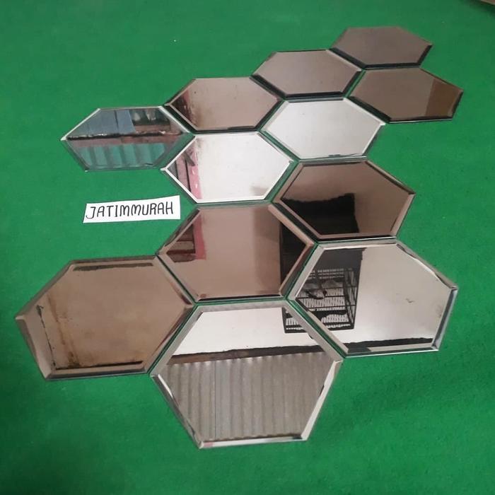 cermin Bronze Hexagonal / kaca cermin hexagon / kaca Cermin Bevel