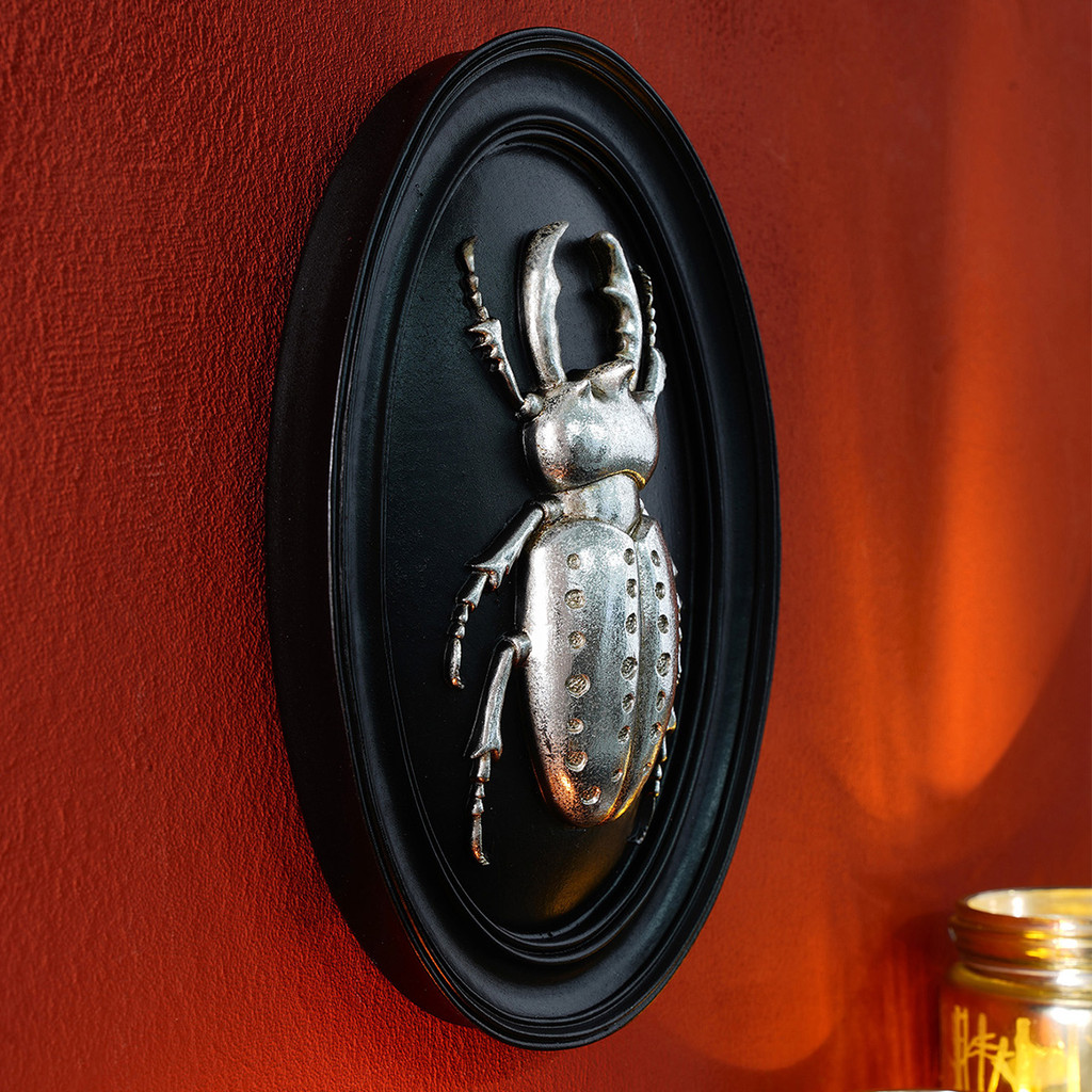 1PC, resin material silver beetle series pendant, black oval base frame, multiple styles to choose