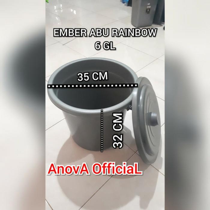 Ember Plastik Abu 6Gl +Tutup/Ember Abu 6Gl Bagus & Tebal